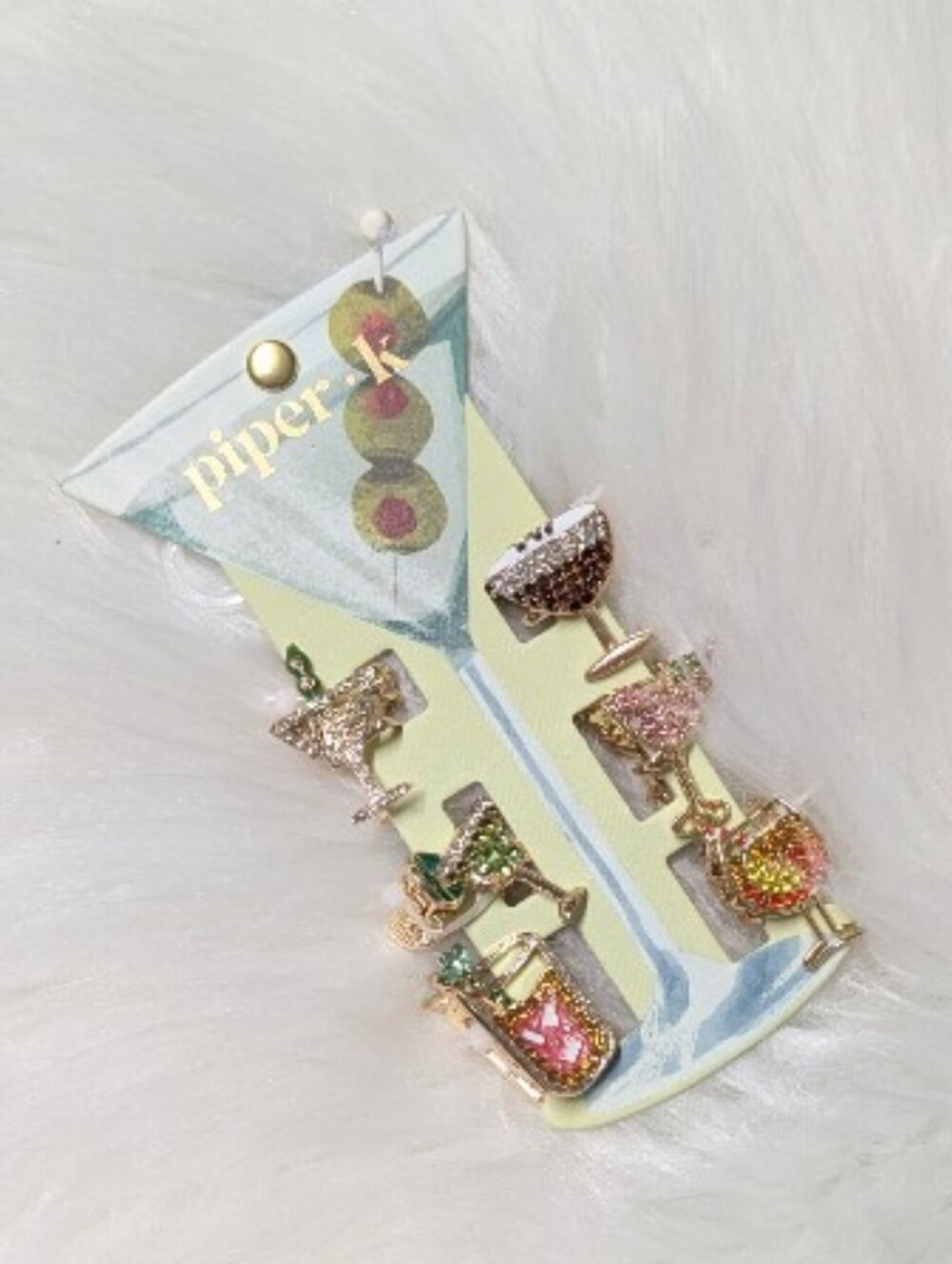 Piper K Cocktail Chic 6 Pack Hair Clip Set - Shimmer Rhinestone Design 🍸💎